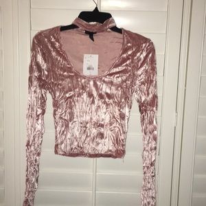 Top shop crushed pink velvet keyhole top